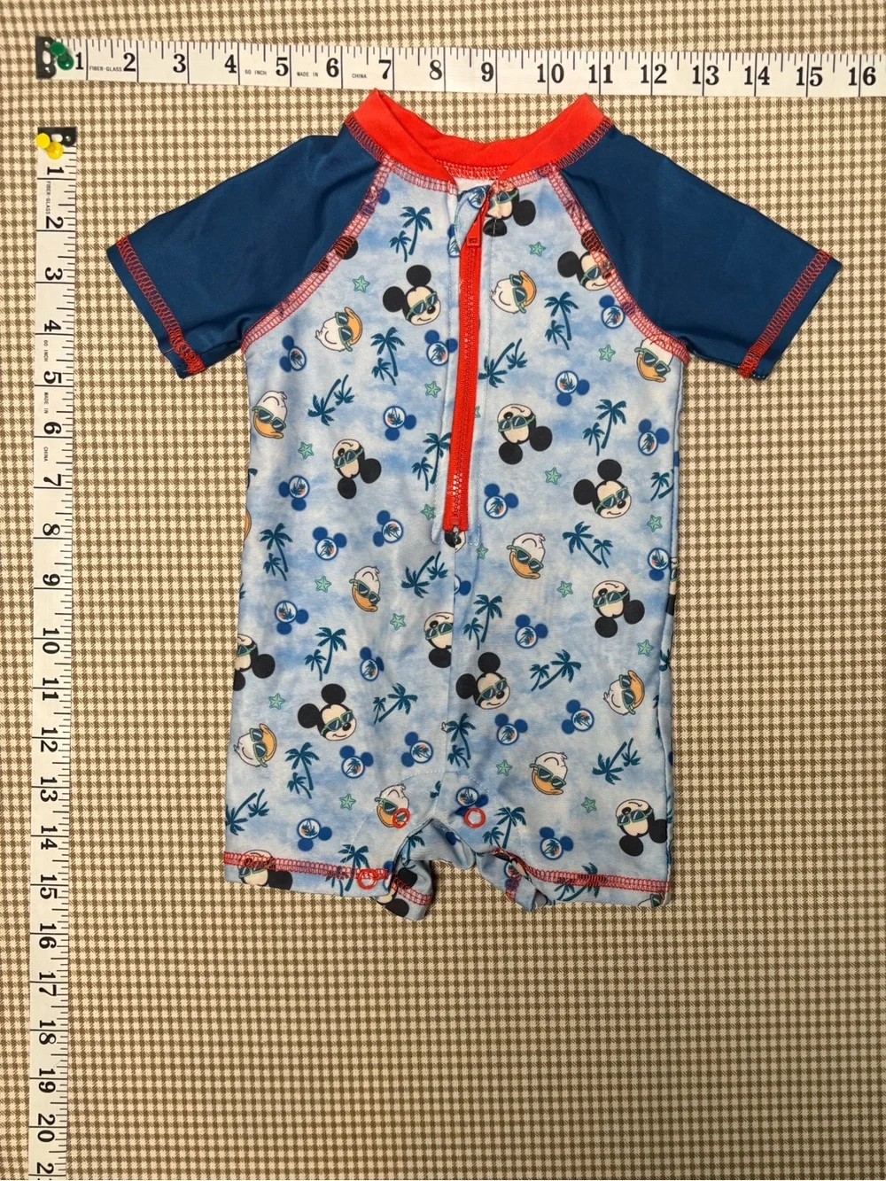Disney Baby Mickey Mouse Donald Duck Rash Guard Swimsuit Romper 3-6 Months